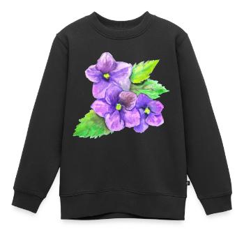 Three Violets - Kids Premium Organic Sweatshirt - black - Front - AI Model Kid Female (0cm)