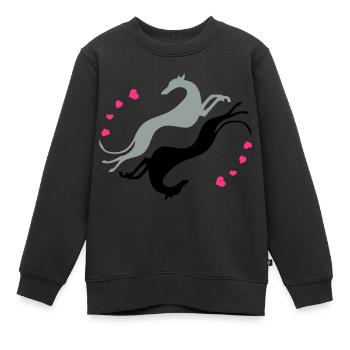 Lévriers tête-bêche - Sweat Premium enfant bio - noir - Devant - AI Model Kid Female (0cm)