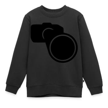 Kamera // Digitalkamera // Spiegelreflex // DSLR - Kinder Premium Organic Sweatshirt - Schwarz - Vorne - AI Model Kid Female (0cm)