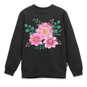 Blüten - Kinder Premium Organic Sweatshirt - Schwarz - Vorne - AI Model Kid Female (0cm)