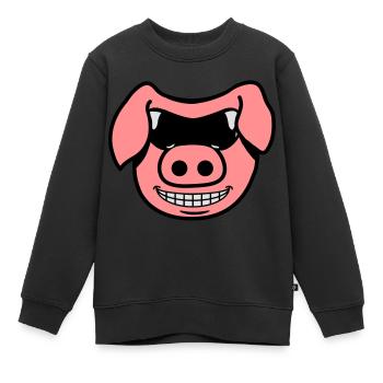 Porc frais - Sweat Premium enfant bio - noir - Devant - AI Model Kid Female (0cm)