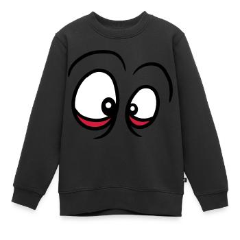 yeux yeux regardent le visage enroulé yeux - Sweat Premium enfant bio - noir - Devant - AI Model Kid Female (0cm)