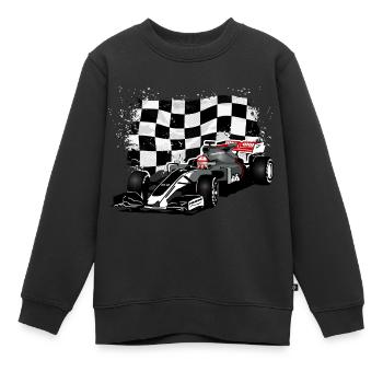 Racecar - Racing car - Racing flag - Kinder Premium Organic Sweatshirt - Schwarz - Vorne - AI Model Kid Female (0cm)