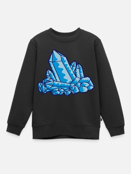 Cristal gemme bleu - Sweat Premium enfant bio - noir