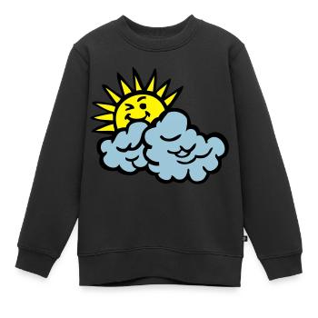 nuage sourire soleil - Sweat Premium enfant bio - noir - Devant - AI Model Kid Female (0cm)