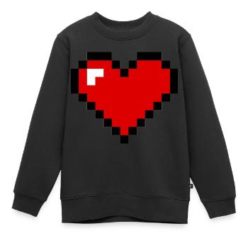 coeur de pixel - Sweat Premium enfant bio - noir - Devant - AI Model Kid Female (0cm)