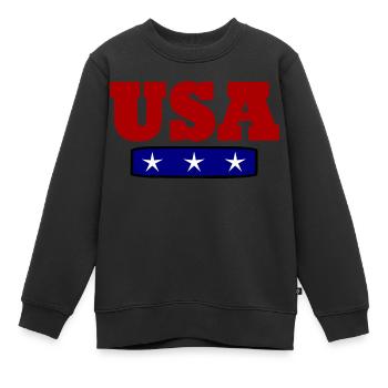 États Unis - Sweat Premium enfant bio - noir - Devant - AI Model Kid Female (0cm)