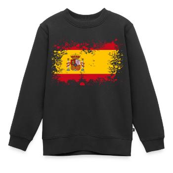 Spain flag stains blot gift idea - Kids Premium Organic Sweatshirt - black - Front - AI Model Kid Female (0cm)