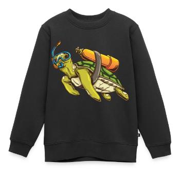 Plongée sous-marine tortue - Sweat Premium enfant bio - noir - Devant - AI Model Kid Female (0cm)