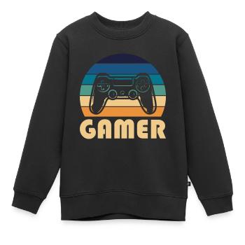 Joueur - Sweat Premium enfant bio - noir - Devant - AI Model Kid Female (0cm)