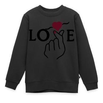 Love hand langage des signes - Sweat Premium enfant bio - noir - Devant - AI Model Kid Female (0cm)