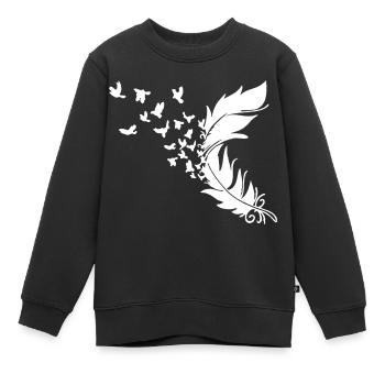 Feder - Kinder Premium Organic Sweatshirt - Schwarz - Vorne - AI Model Kid Female (0cm)