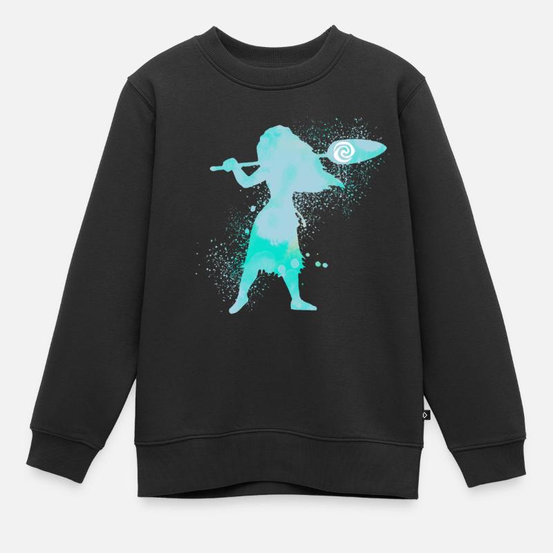 Vaiana à l’aquarelle - Sweat Premium enfant bio - noir