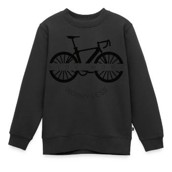 Cycling | less worry - Kids Premium Organic Sweatshirt - black - Front - AI Model Kid Female (0cm)