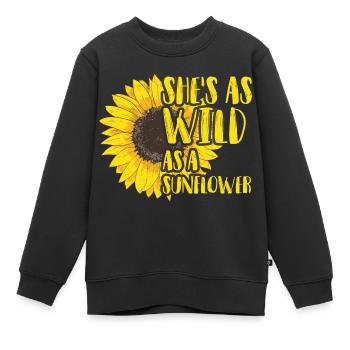 Sie ist so wild wie eine Sonnenblume. - Kinder Premium Organic Sweatshirt - Schwarz - Vorne - AI Model Kid Female (0cm)
