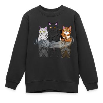 Chats miroir miroir guépard tiger costume - Sweat Premium enfant bio - noir - Devant - AI Model Kid Female (0cm)