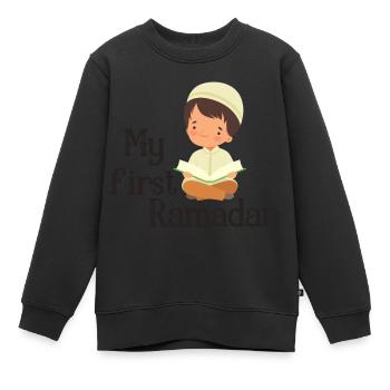 Mon premier Ramadan/ 1. Serment /Musulman/Islam/Allah - Sweat Premium enfant bio - noir - Devant - AI Model Kid Female (0cm)