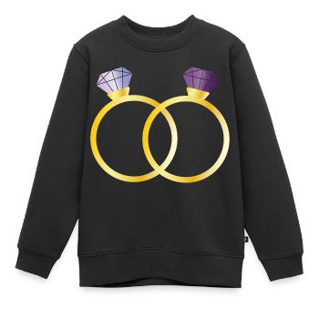 Deux bagues avec diamants violets - Sweat Premium enfant bio - noir - Devant - AI Model Kid Female (0cm)