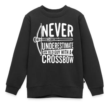 Never underestimate an old guy with a crossbow - Sweat Premium enfant bio - noir - Devant - AI Model Kid Female (0cm)