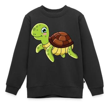Tortue Dessin animé - Sweat Premium enfant bio - noir - Devant - AI Model Kid Female (0cm)