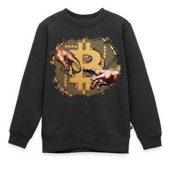 Donner Bitcoin - Sweat Premium enfant bio - noir - Devant - AI Model Kid Female (0cm)