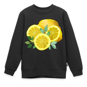 Zitronen, Gelb, Zitronenschnitten - Kinder Premium Organic Sweatshirt - Schwarz - Vorne - AI Model Kid Female (0cm)