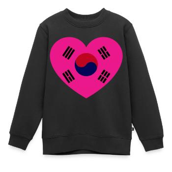 Liebe Korea - Kinder Premium Organic Sweatshirt - Schwarz - Vorne - AI Model Kid Female (0cm)
