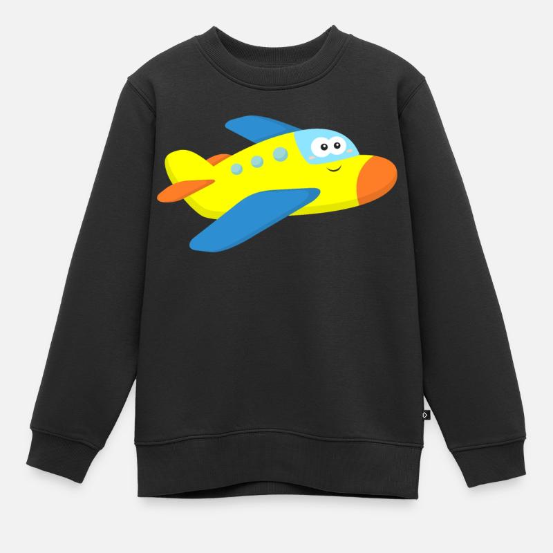 Flugzeug - Kinder Premium Organic Sweatshirt - Schwarz