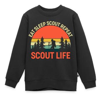 Essen Schlaf Scout wiederholen Scout Leben - Kinder Premium Organic Sweatshirt - Schwarz - Vorne - AI Model Kid Female (0cm)