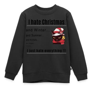 I hate Christmas - Kinder Premium Organic Sweatshirt - Schwarz - Vorne - AI Model Kid Female (0cm)