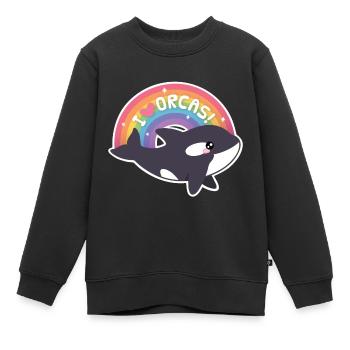 Mignon J’aime Orques Arc-en-ciel - Sweat Premium enfant bio - noir - Devant - AI Model Kid Female (0cm)