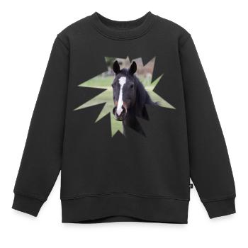 Cheval. Cheval. - Sweat Premium enfant bio - noir - Devant - AI Model Kid Female (0cm)