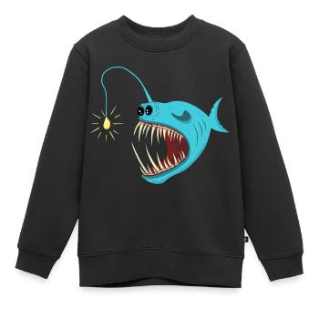 Pêcheur d’eau profonde Poisson pêcheur de haute mer - Sweat Premium enfant bio - noir - Devant - AI Model Kid Female (0cm)