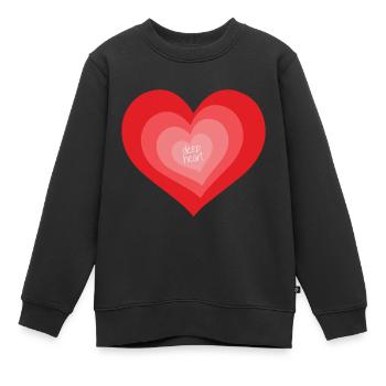 Großes Herz Dein Herz Dein Herz Tiefe - Kinder Premium Organic Sweatshirt - Schwarz - Vorne - AI Model Kid Female (0cm)