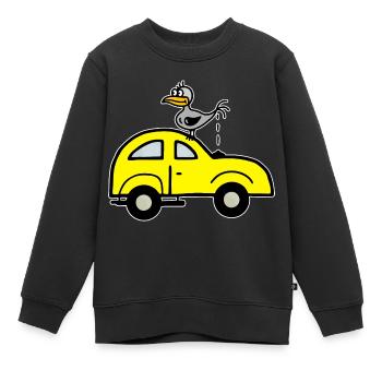 Caca d’oiseau sur la voiture - Humour Satire - Sweat Premium enfant bio - noir - Devant - AI Model Kid Female (0cm)