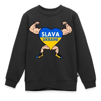 Ukraine - Sweat Premium enfant bio - noir - Devant - AI Model Kid Female (0cm)