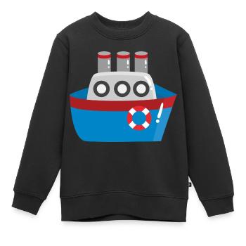 Schiff - Kinder Premium Organic Sweatshirt - Schwarz - Vorne - AI Model Kid Female (0cm)