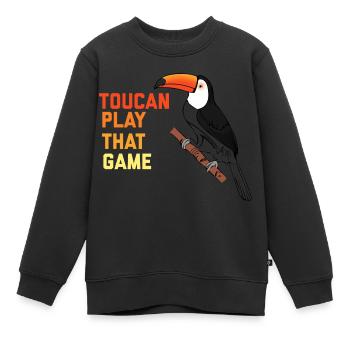 Vogelaar Toekan Speel dat spel - Kinder Premium sweater biologisch - zwart - Voor - AI Model Kid Female (0cm)