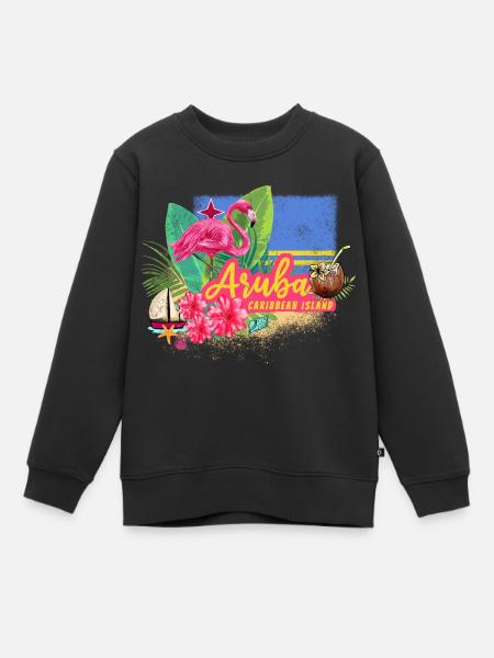 Aruba Retro Karibik Insel mit Flamingo Vintage - Kinder Premium Organic Sweatshirt - Schwarz