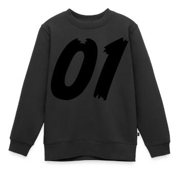 01 - Team - Kids Premium Organic Sweatshirt - black - Front - AI Model Kid Female (0cm)