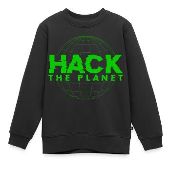 Hack the planet - Pour l’informatique et les pirates informatiques - Sweat Premium enfant bio - noir - Devant - AI Model Kid Female (0cm)