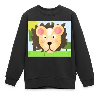 Lion - Sweat Premium enfant bio - noir - Devant - AI Model Kid Female (0cm)