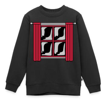 Dark Night Fenêtre Bois - Sweat Premium enfant bio - noir - Devant - AI Model Kid Female (0cm)