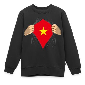 Vietnam - Kinder Premium Organic Sweatshirt - Schwarz - Vorne - AI Model Kid Female (0cm)