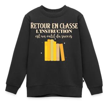 Retour en classe - Sweat Premium enfant bio - noir - Devant - AI Model Kid Female (0cm)