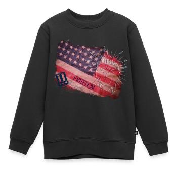 Drapeau américain - Sweat Premium enfant bio - noir - Devant - AI Model Kid Female (0cm)