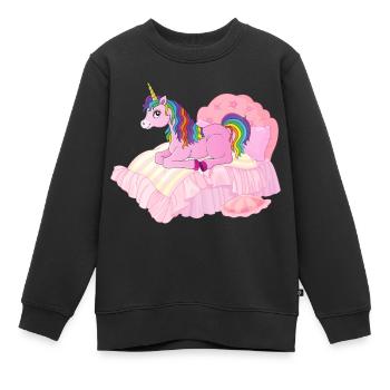 Einhorn im Bett - Kinder Premium Organic Sweatshirt - Schwarz - Vorne - AI Model Kid Female (0cm)