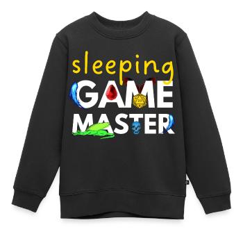 SLEEPING GAME MASTER DRAGONS ADVENTURES RPG - Sweat Premium enfant bio - noir - Devant - AI Model Kid Female (0cm)
