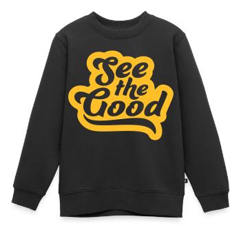 voir la bonne citation - Sweat Premium enfant bio - noir - Devant - AI Model Kid Female (0cm)