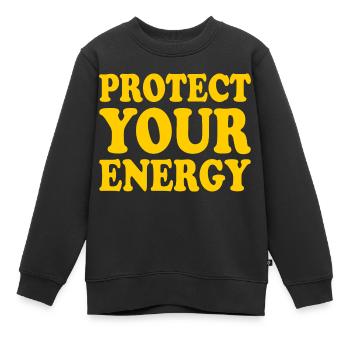 Protect your energy - Sweat Premium enfant bio - noir - Devant - AI Model Kid Female (0cm)